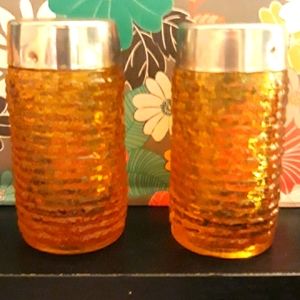 Vintage Anchor Hocking Soreno Amber Salt & Pepper Shakers